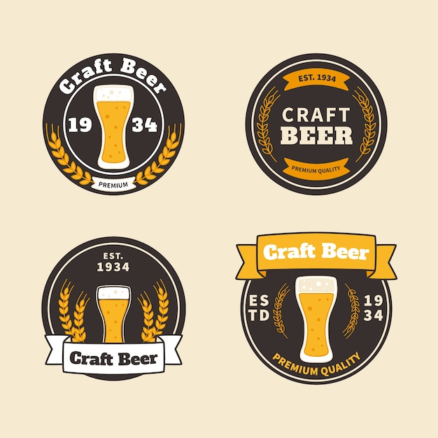 Flat design beer labels design