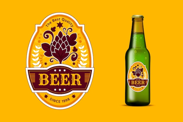 Flat design beer labels design