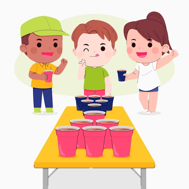 Flat design beer pong illustration