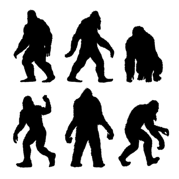 Flat design bigfoot silhouette set