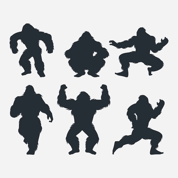 Free Vector flat design bigfoot silhouette set