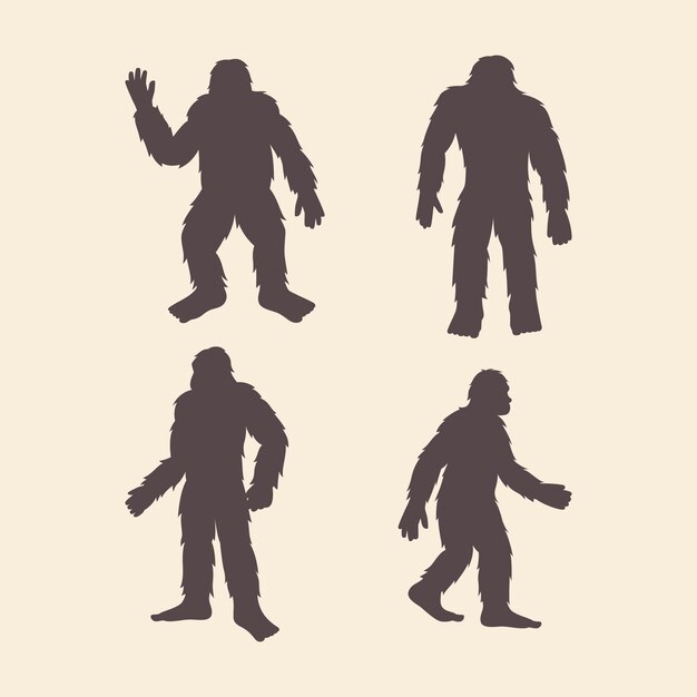 Flat design bigfoot silhouettes