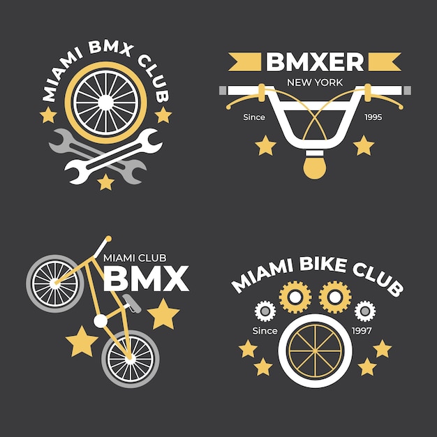 Free Vector flat design bike logo set