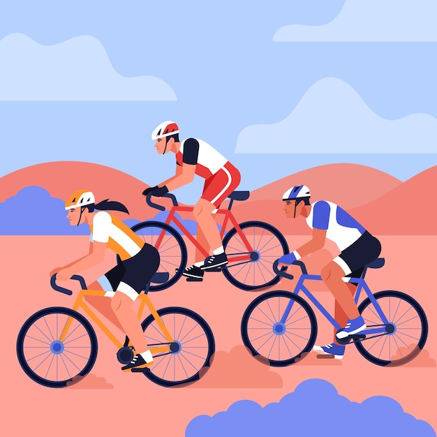 Free Vector flat design bike race illustration