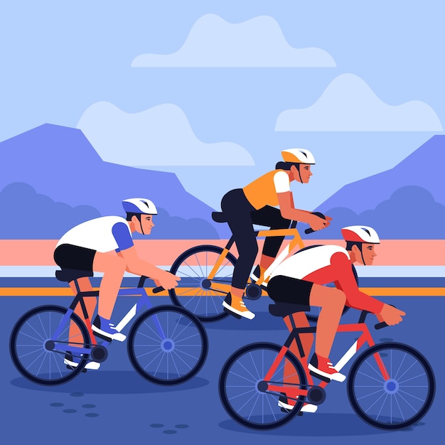 Free vector flat design bike race illustration