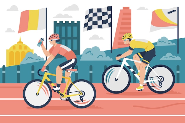 Free Vector flat design bike race illustration