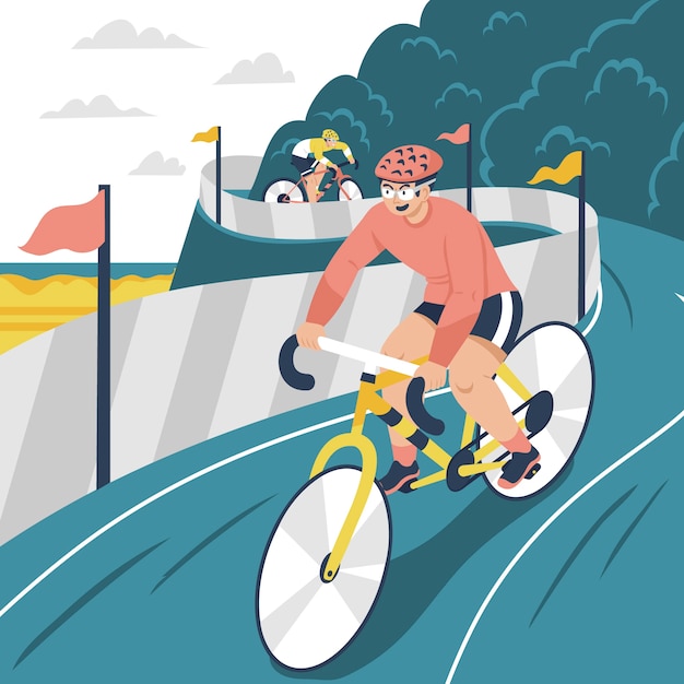 Free vector flat design bike race illustration