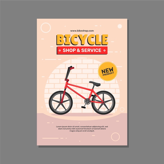 Flat design bike shop poster template