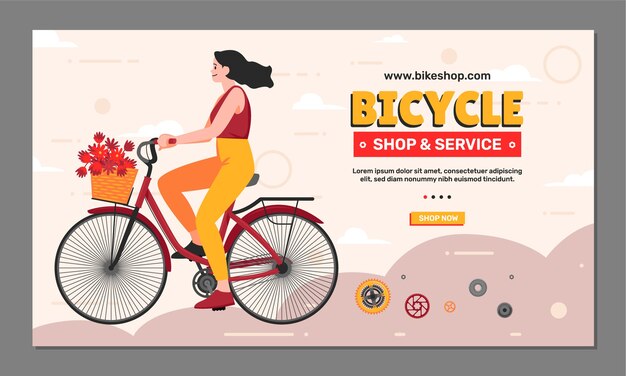 Flat design bike shop webinar template