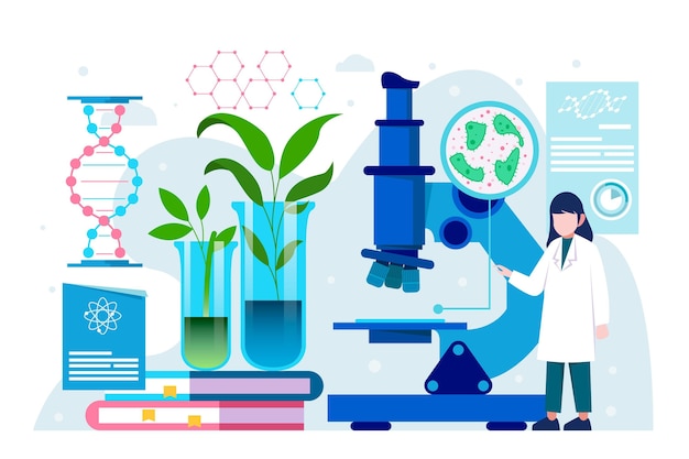 Free vector flat design biotechnology concept illustrated