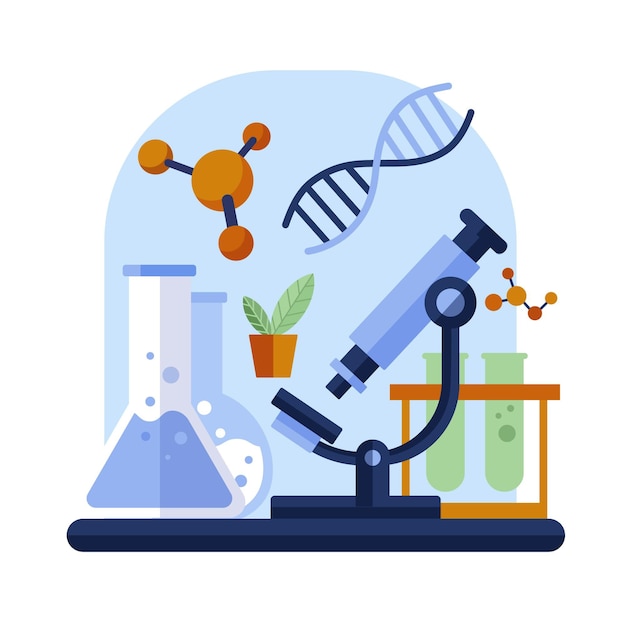 Flat design biotechnology concept illustrated