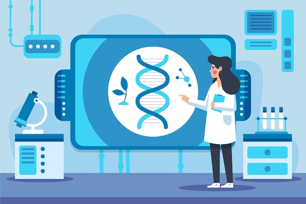 Flat design biotechnology illustration