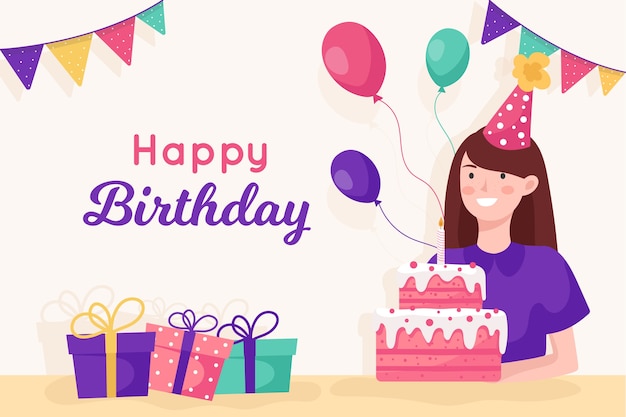 Flat design birthday background theme