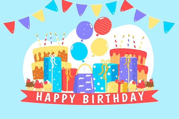 Flat design birthday background