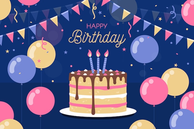 Free vector flat design birthday background