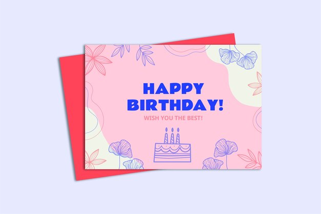 Flat design birthday card template