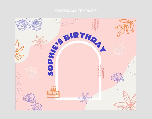 Flat design birthday photocall template