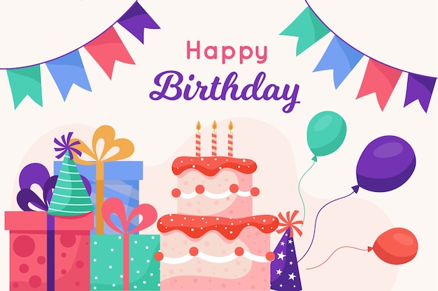 Free vector flat design birthday wallpaper concept