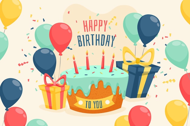 Flat design birthday wallpaper theme