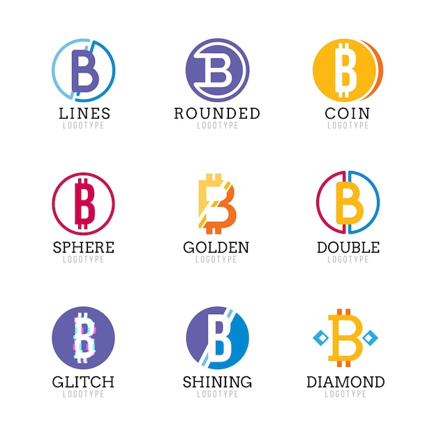 Flat design bitcoin logo pack