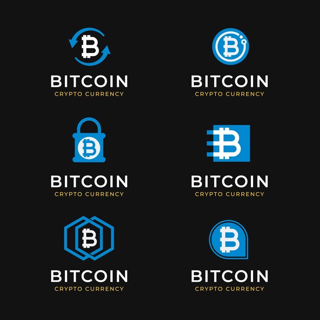 Flat design bitcoin logos pack