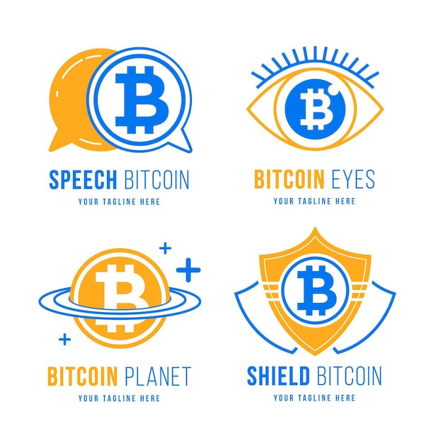 Flat design bitcoin logos pack