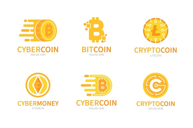 Flat design bitcoin logos pack