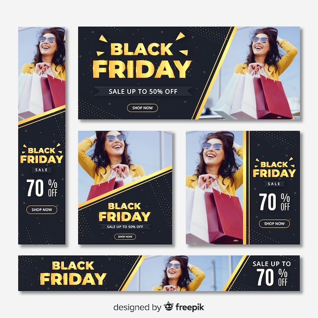 Flat design black friday banners template