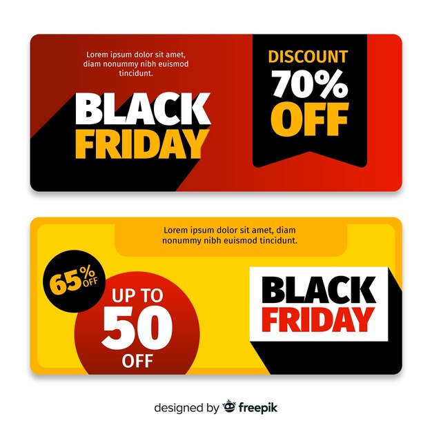 Flat design black friday banners template