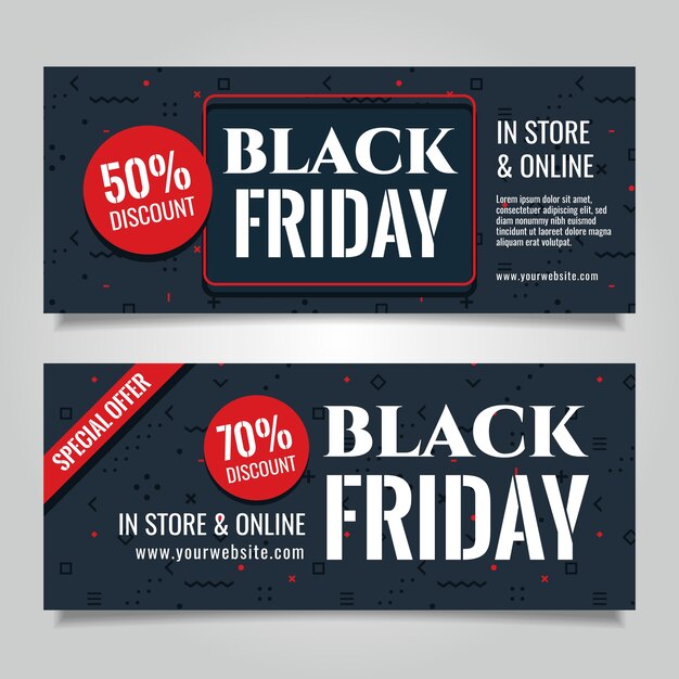 Flat design black friday banners template