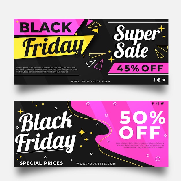 Flat design black friday banners template