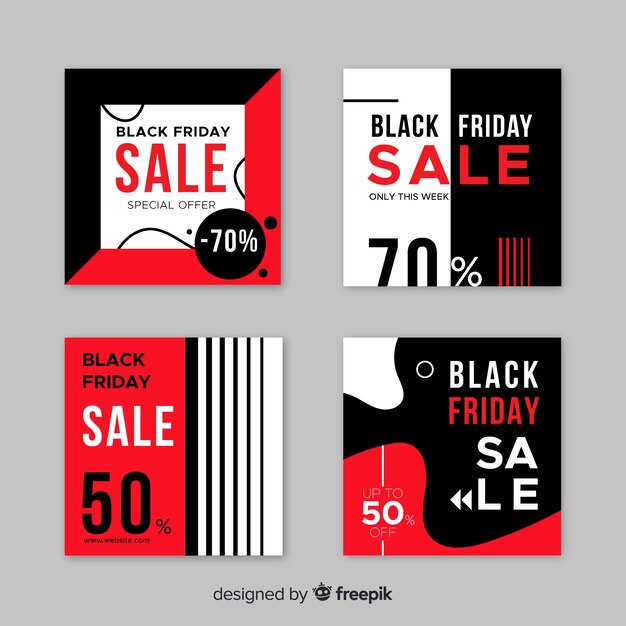 Flat design black friday banners