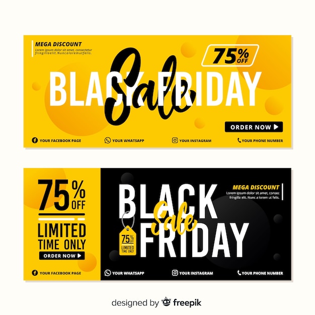 Flat design of black friday banners