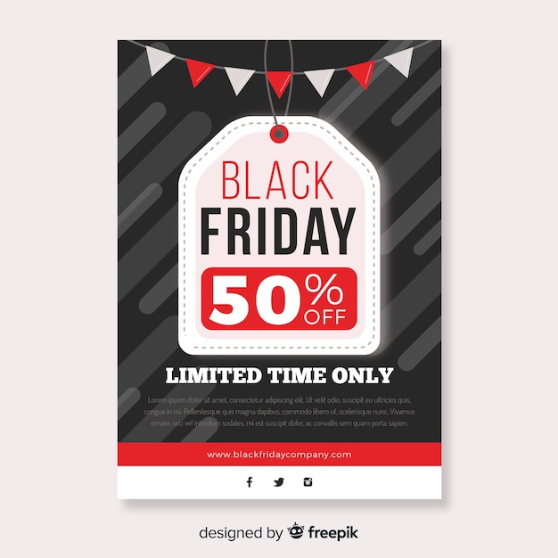 Flat design of black friday flyer template