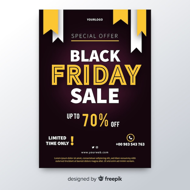 Flat design black friday flyer template