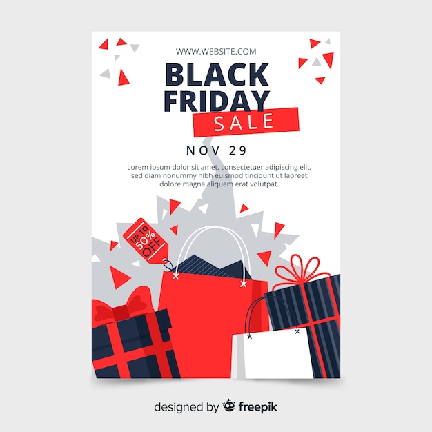 Flat design black friday flyer template