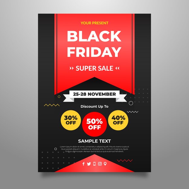 Flat design black friday flyer template