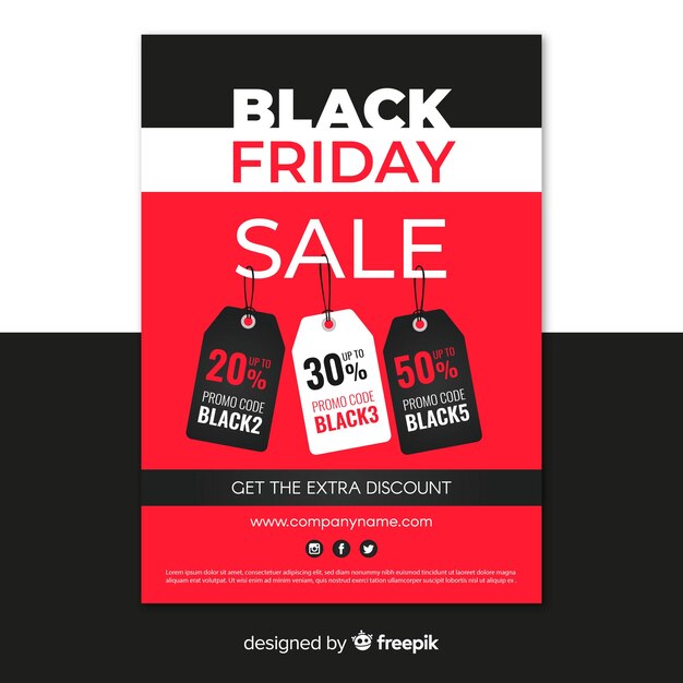 Flat design black friday poster template