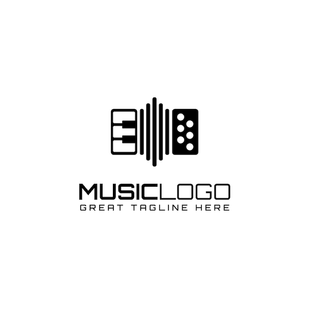 Free Vector flat  design black music logo