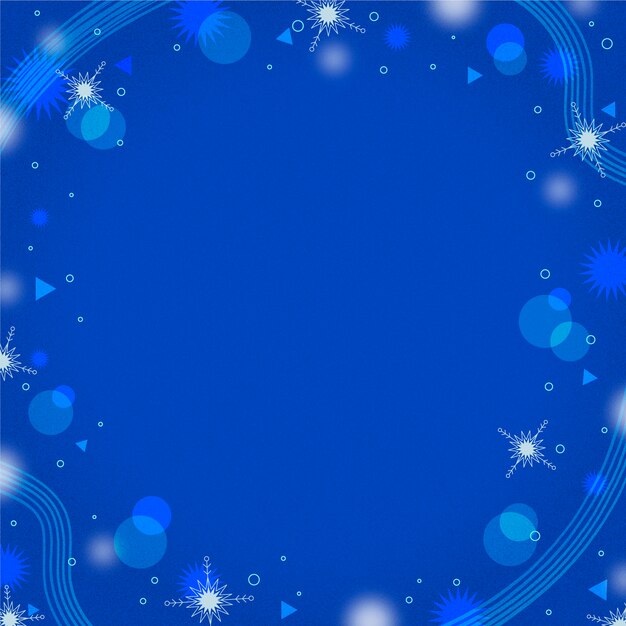 Flat design blue snowflake frame