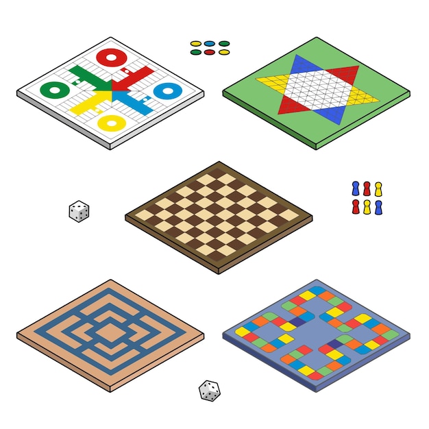 Flat design board game collection