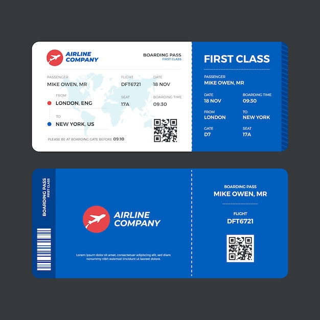 Free Vector flat design  boarding pass template