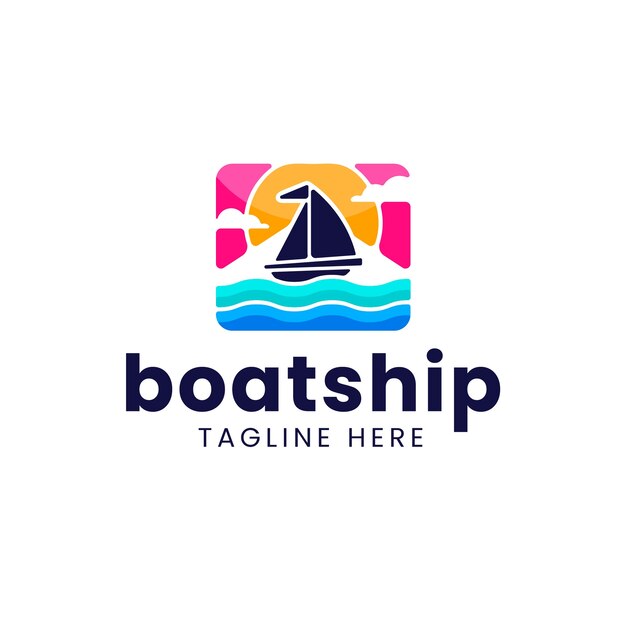 Flat design boat  logo design