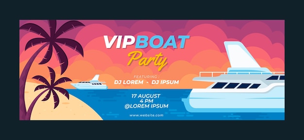 Flat design boat party facebook cover