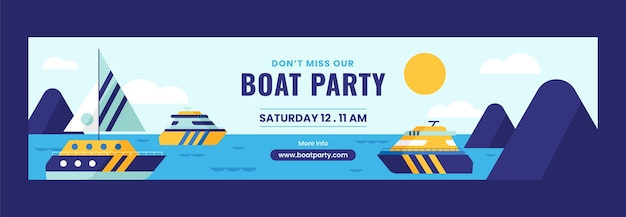 Flat design boat party twitch banner