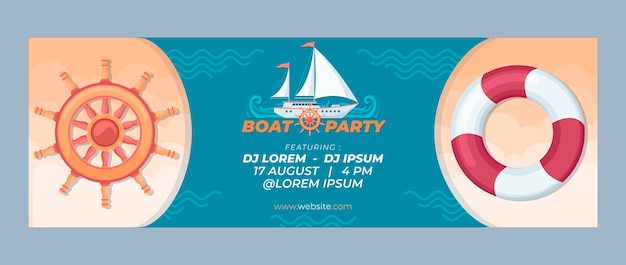 Flat design boat party twitter header