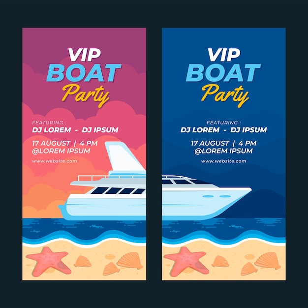 Flat design boat party vertical banner