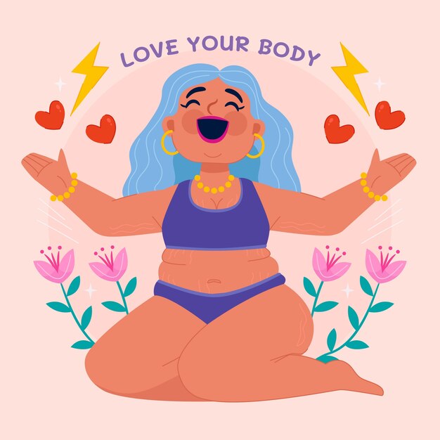 Flat design body positive illustration