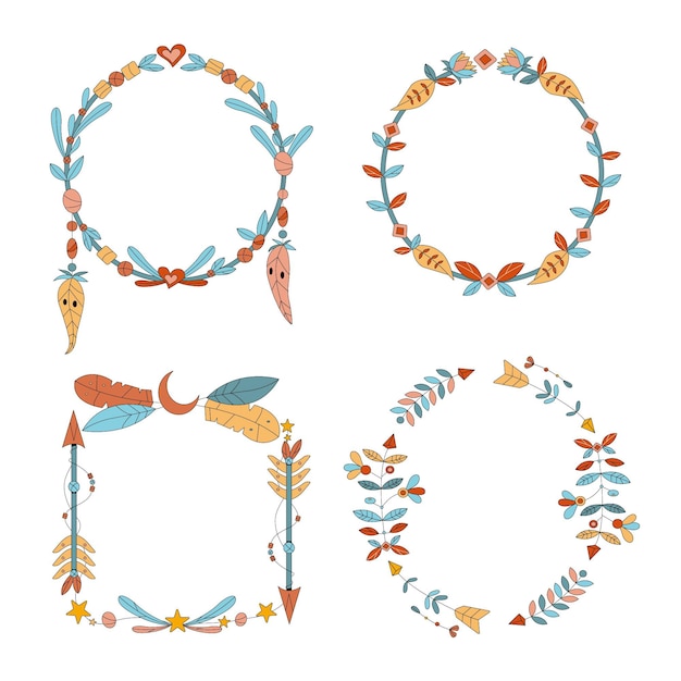 Free vector flat design boho frame collection