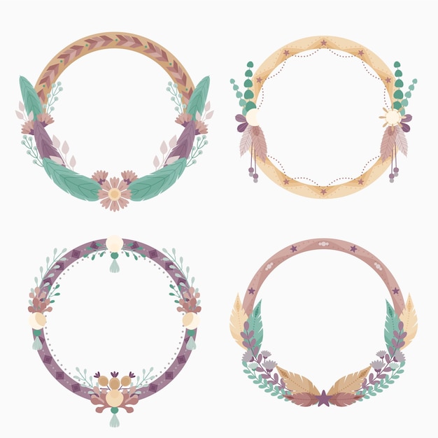 Free Vector flat design boho frame collection